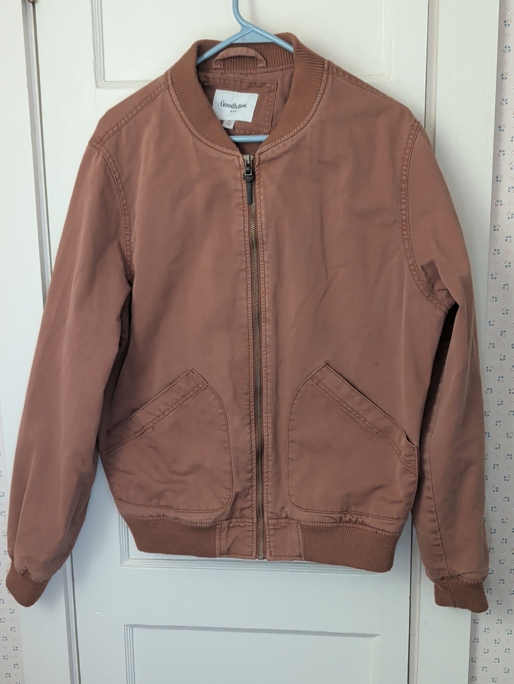Goodfellow & Co. M Khaki Zip Bomber Jacket Metal Zipper Cotton